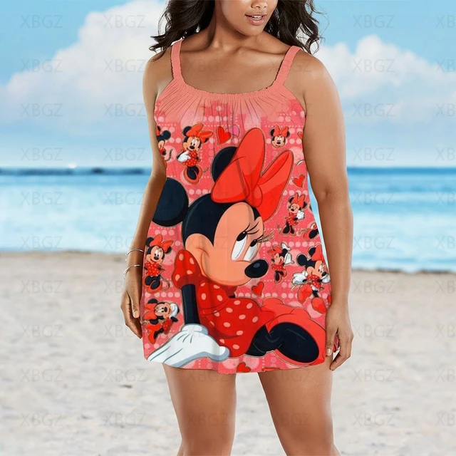 Plus Size Summer Outfits Chic and Elegant Woman Dress Minnie Mouse Dresses  Women Sleeveless 2022 Disney Boho Sexy Beach Mickey - AliExpress