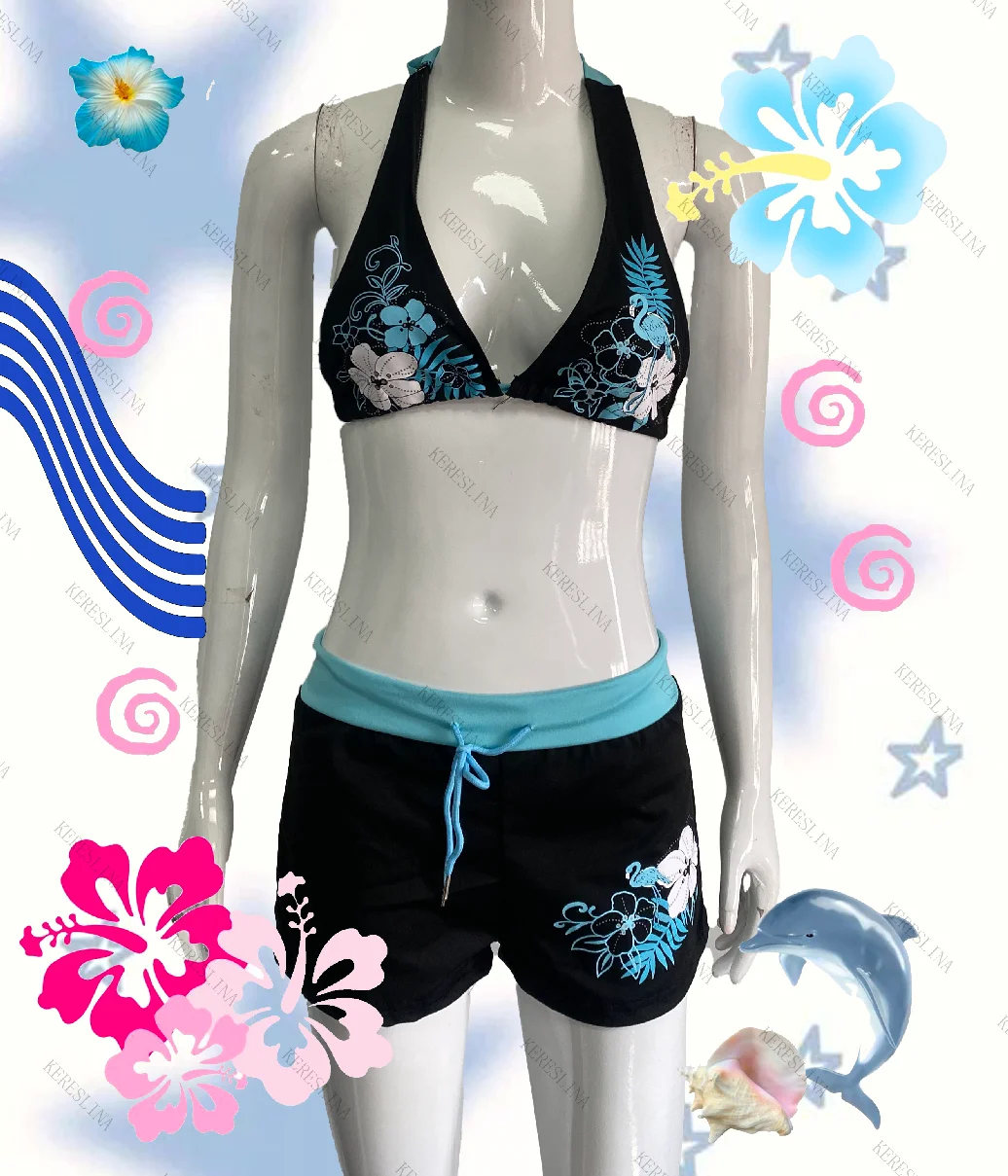 Y2K Vintage Floral Bikini Set - Sexy Halter Swimwear for Women