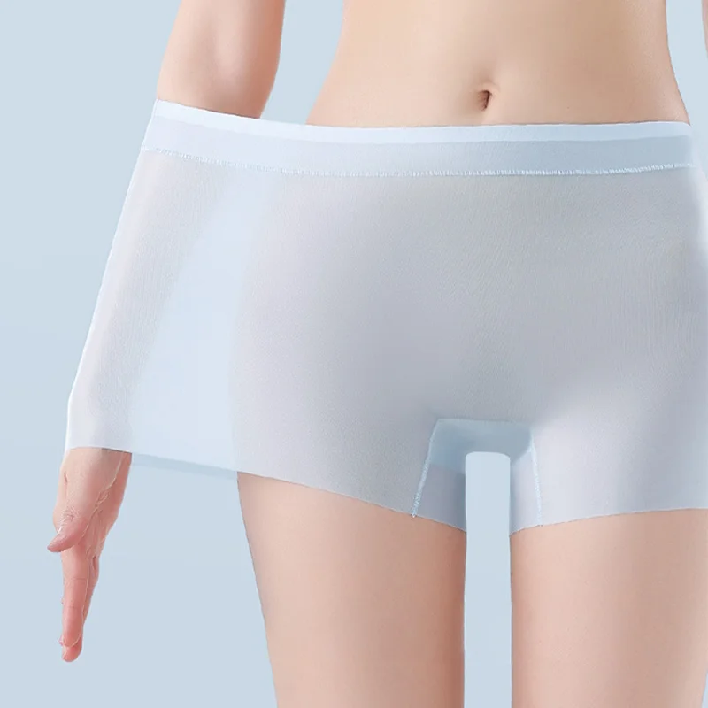 Summer Ice Silk Ultra-thin Quick-drying Boxer Brief Women 4pcs Seamless High waist Panties Plus Size Female Safety Underwear high waist panties high waist underwear seamless panties