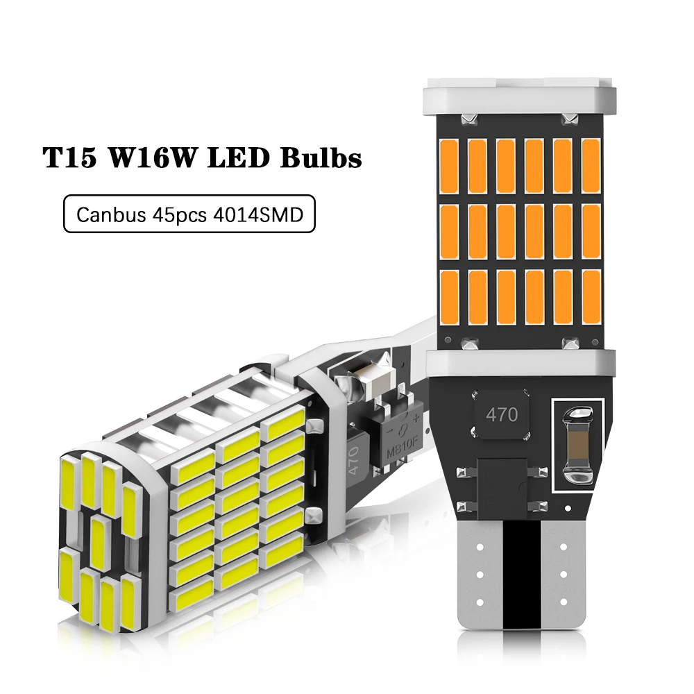 2PCS T15 W16W 921 912 LED Bulb Canbus 45pcs 4014SMD Replace For Car