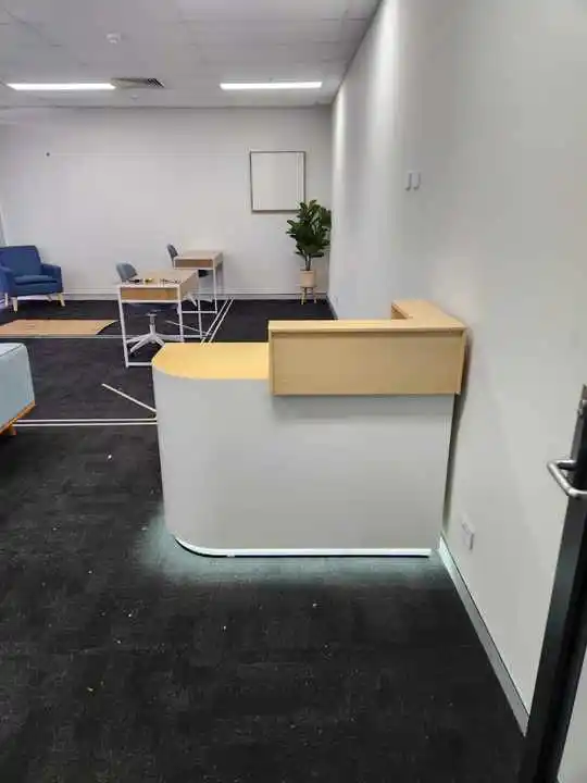 USA CA UK AU GER Local Stock Wood MDF Coffee Bar Curved Shop Caunter Reception Desk Office Stand