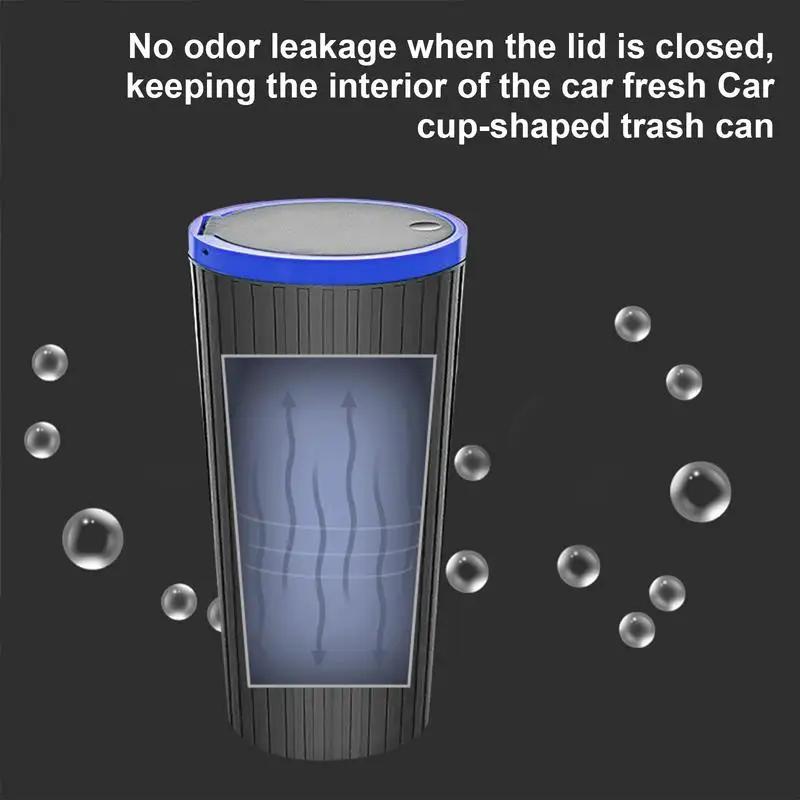 Car Mini Trash Bin Portable Large Capacity With Lid Fits Armrest Cup Holder