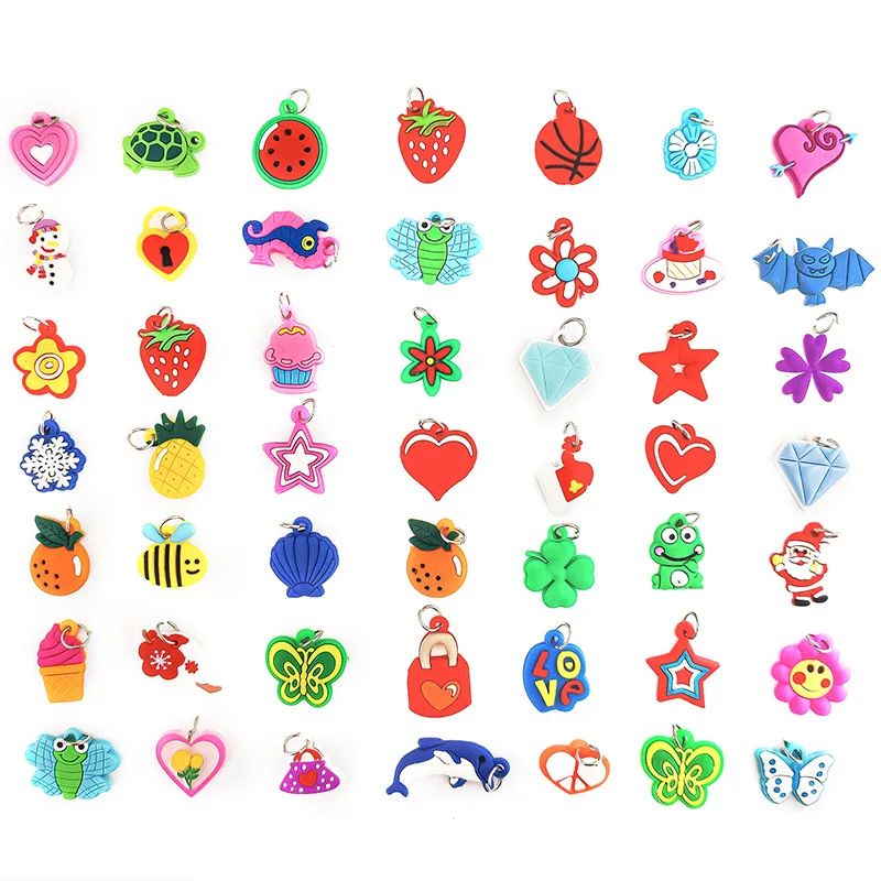 10/30/50pcs Random Resin Charms Heart Flower Butterfly Pendant for