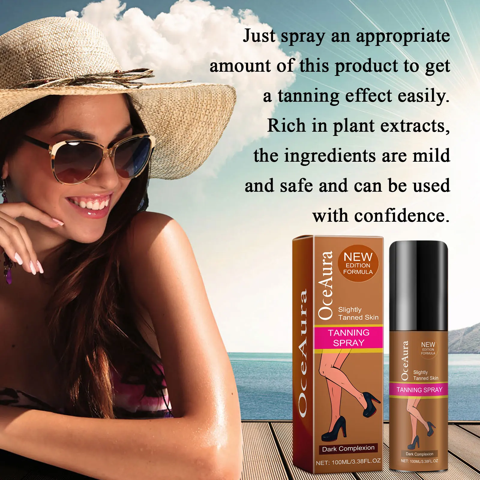 Self Tanning Spray Intensive Bronzing Brown Sunless Sun Kissed Browning Preventing Sunburn Accelerating Blackening Tanning Mist
