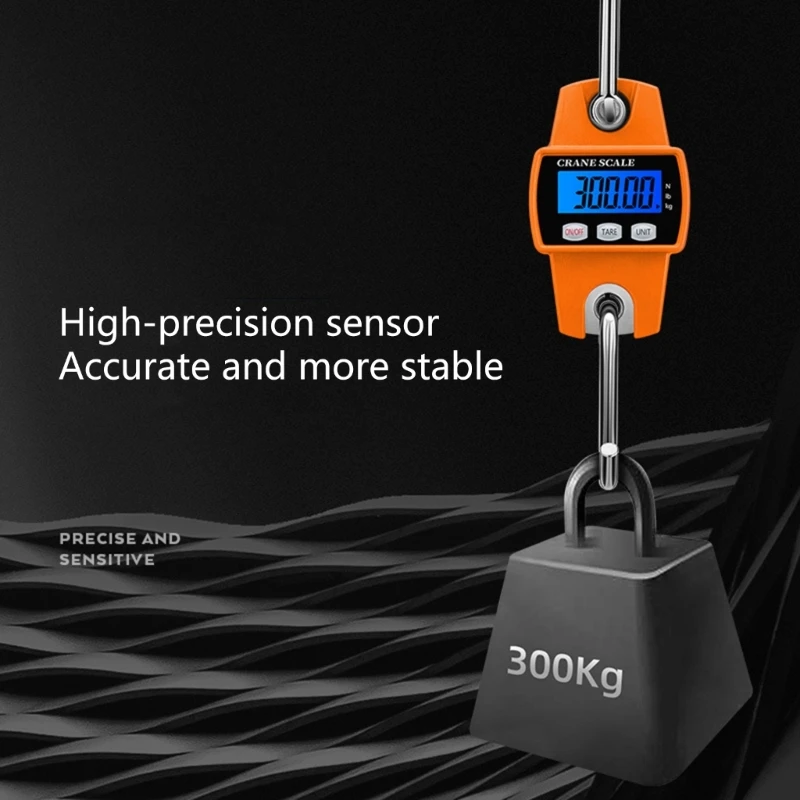 Digitale Kraanweegschaal 300 Kg - Industriële Hangweegschaal Met Haken Lcd Scherm Peak Hold Functie Kg Lb N Aluminium Behuizing