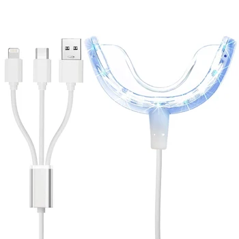 Lampada Sbiancante per Denti, Luce LED Blu, Dispositivo Portatile per Sbiancamento Dentale con 3 Adattatori di Ricarica