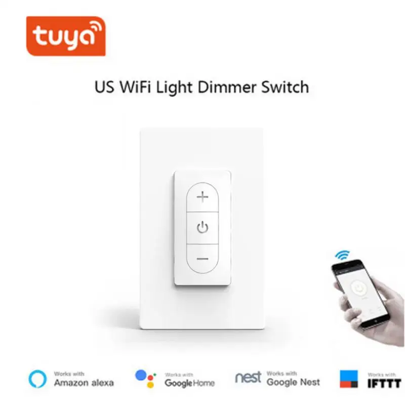 

US Tuya WiFi Smart Light Dimmer Switch Wall Switch Tuya/smart Life APP Remote Wireless Control Compatible With Alexa Google Home