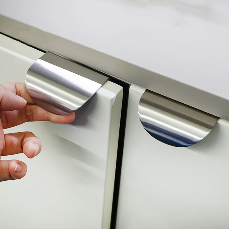 SS Cabinet Drawer Dresser Pulls Silver Furniture Knobs Stainless Kitchen Cupboard Wardrobe Door Pull Handles 1Pack