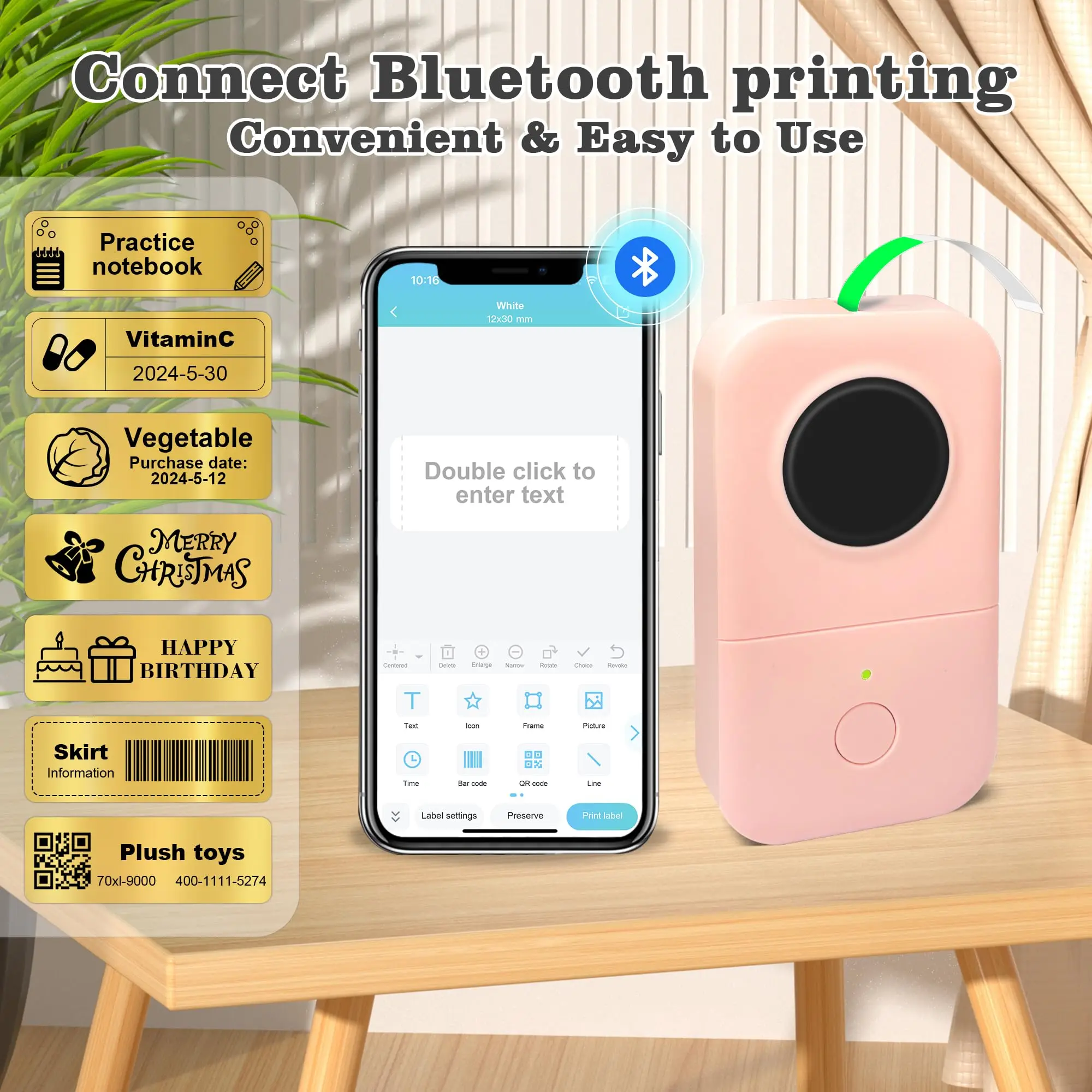 Laser Silver Gold Purple D30 Label Maker Tape,12x40mm Label Tape,Label Printer Paper Thermal Sticker Label Tape for Home, School