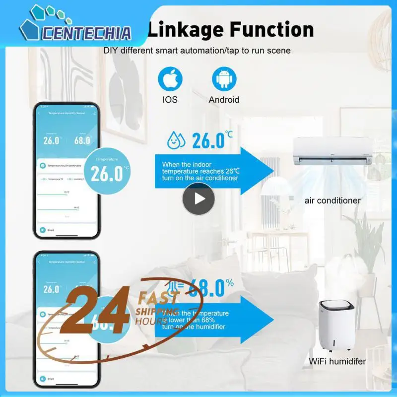 

1~10PCS 2*aaa Temperature Humidity Sensor 2.400ghz-2.484ghz High-performance Real-time Detecter App Control Tuya White