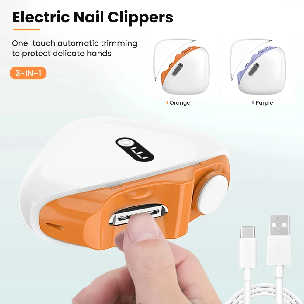Nail Care Curtains Electric Automatic Trimmer with Light Foot Scissors and Polisher For Adults and Babies