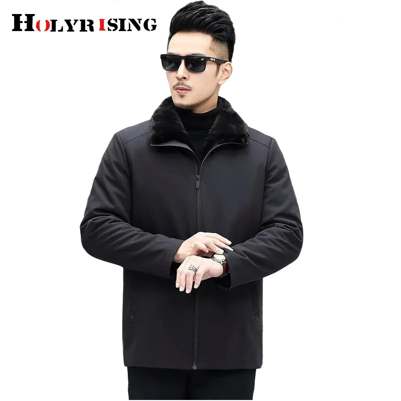 

Mens Parkas Winter Fashion Faux Mink Zipper Outwear Warm Cotton Male Clothes Streetwear Waterproof Thicken Casual Jackets 19823