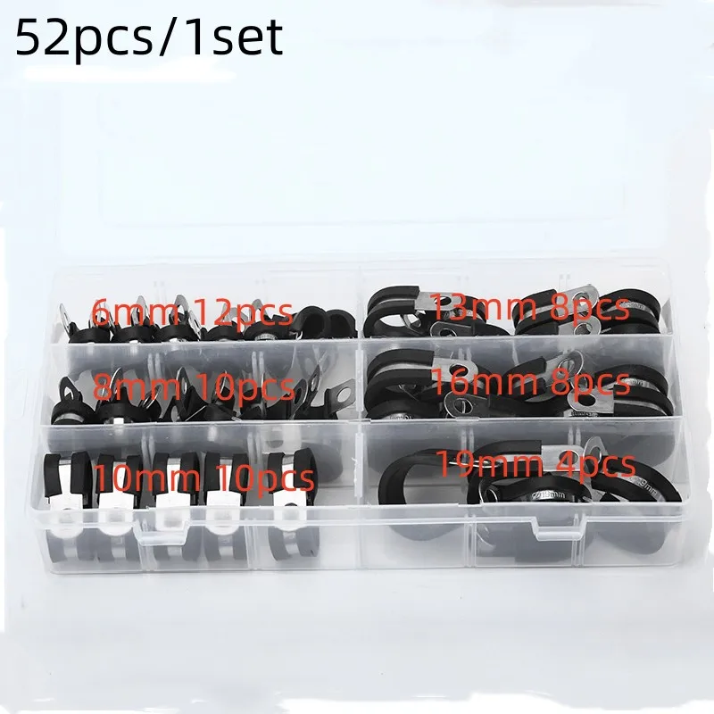 

Cable Clamp 52Pcs/1Set Rubber Cushion Insulated Clamp.Stainless Steel Metal Clamp (Assortment Kit 3)