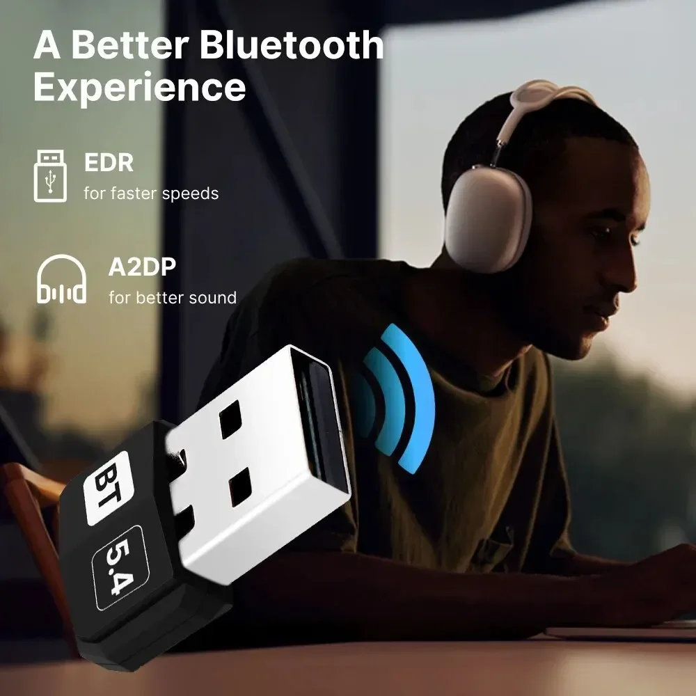 For PC/Laptop Driver Free Win10/11 , USB Bluetooth 5.4 Adapter Audio Dongle Adapter Mini USB Wireless Receiver/Transmitter