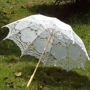수제 레이스 신부 우산, 바텐부르크 레이스 화이트 공주 우산, 결혼식용 신부 우산, 아이보리 웨딩 태양 우산