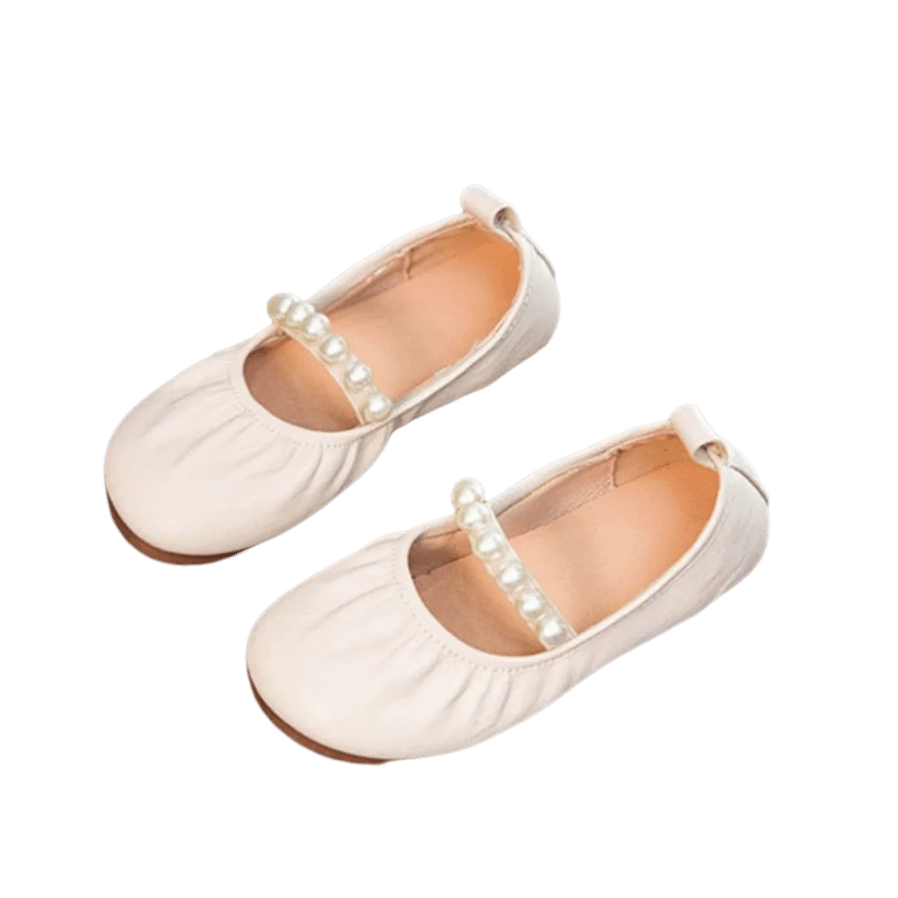 Fashion Sweet Children Leather Shoes Soft Soled Pearl Mary Jane Shoe Lightweight Slip-on Style Girls Princess Shoes Autumn