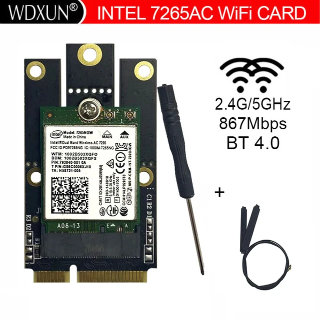 Card Dual Band Intel Wireless Ac 7265 7265ngw Ac7265 7265ac 802.11 ac Wifi + Bluetooth 4.0 867mbps Lan Card - Network Cards - AliExpress