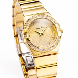 Brands MISSFOX Watch For Women Luxury Steel 18K Gold Quartz Wristwatch Fashion Diamond Jewelry Clocks Ladies Gift Dropshipping