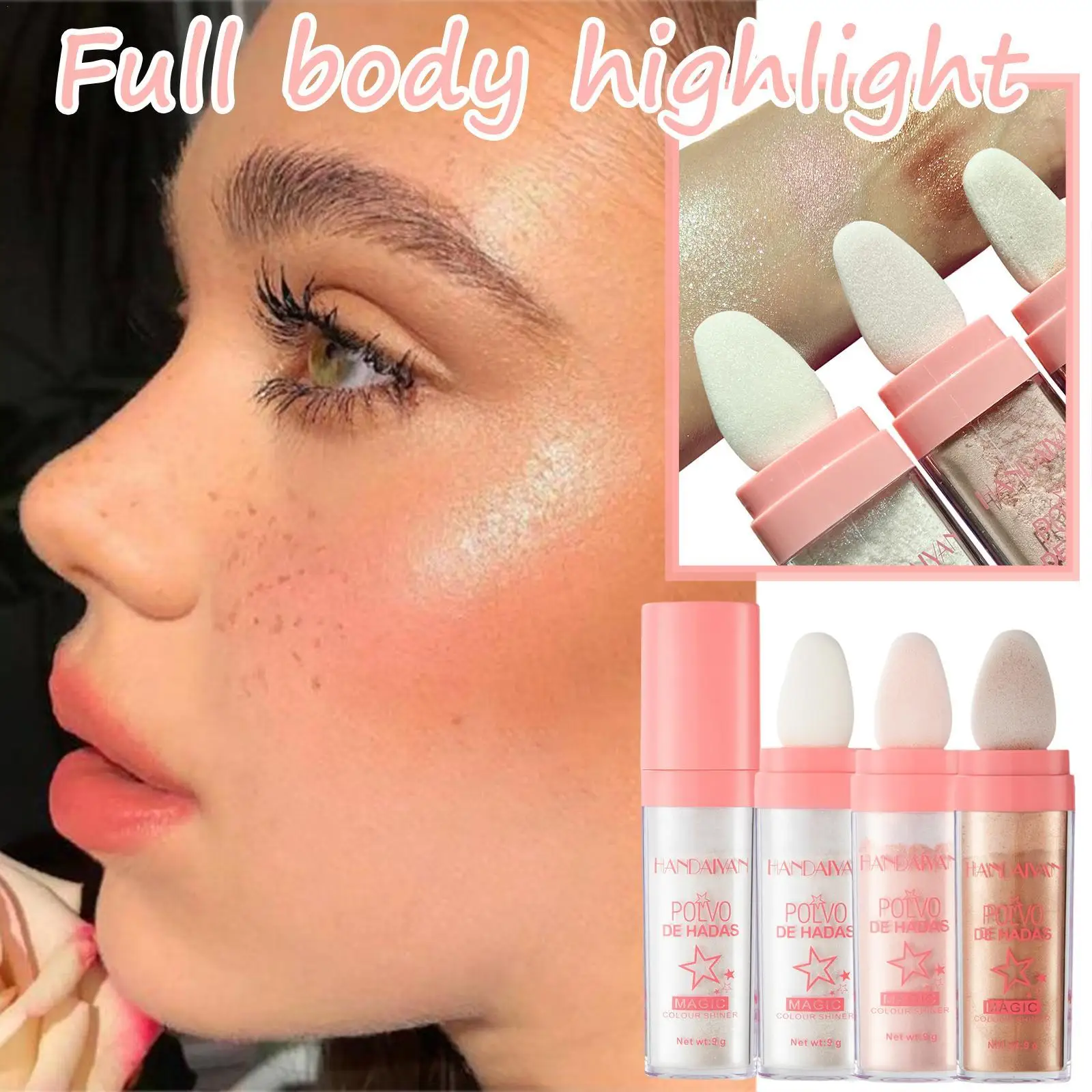 3 Colors Highlighter Powder Glitter Palette Makeup Glow Face Contour