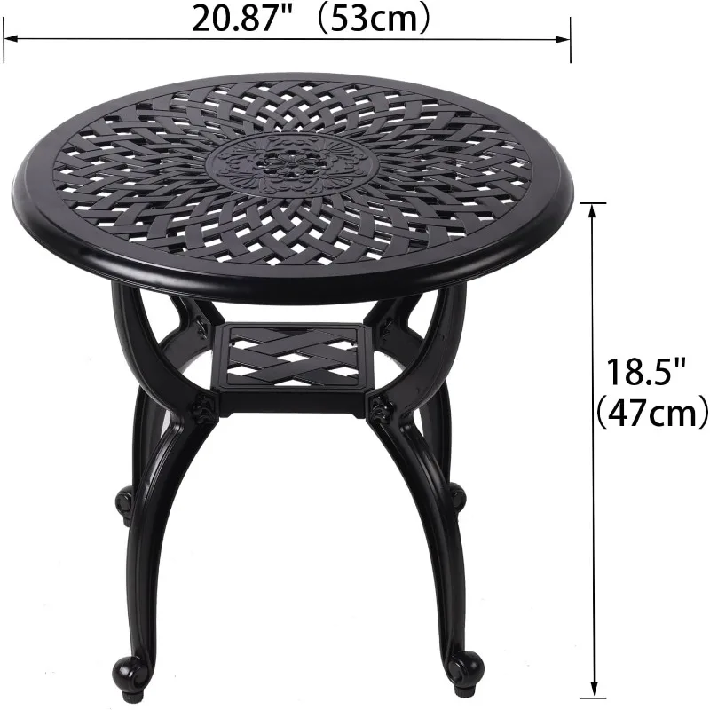 Cast Aluminum Outdoor Side Table,Outdoor Coffee Table,Small Outdoor Table,Outdoor Side Tables for Patio,Garden,Balcony 2