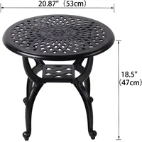 Cast Aluminum Outdoor Side Table,Outdoor Coffee Table,Small Outdoor Table,Outdoor Side Tables for Patio,Garden,Balcony 2