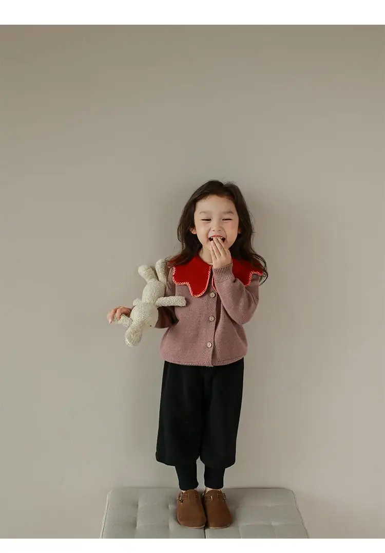 Herbst Winter Kpop Mode Harajuku Mädchen Strickjacke alle passen Strick oberteile lose lässige Kinder kleidung Langarm pullover – Detail 8