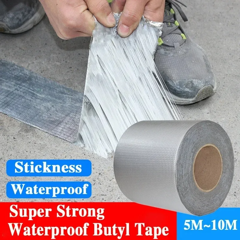 

Waterproof Tape High Temperature Resistance Aluminum Foil Thicken Butyl Tape Wall Pool Roof Crack Duct Repair Sealed Self Tape