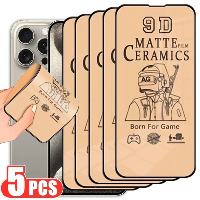 

5Pcs 9D Soft Matte Ceramic Film for iPhone 15 11 12 13 14 Pro Max 8 Plus Screen Protector for iPhone 15 PRO XR XS MAX Not-Glass