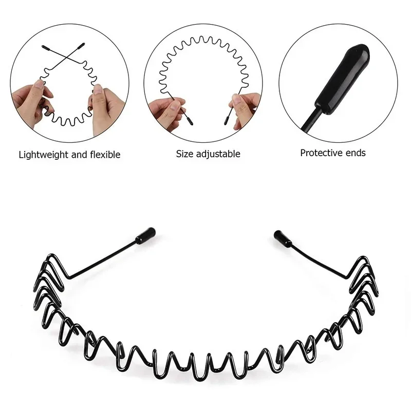 6pcs Fashion Metal Hair Band for Men Women Unisex Black Wavy Hair Head Hoop Band Sports Headband Hairband Hair Accessories Gift 5 6pcs Fashion Metal Hair Band for Men Women Unisex Black Wavy Hair Head Hoop Band Sports Headband Hairband Hair Accessories Gift 5