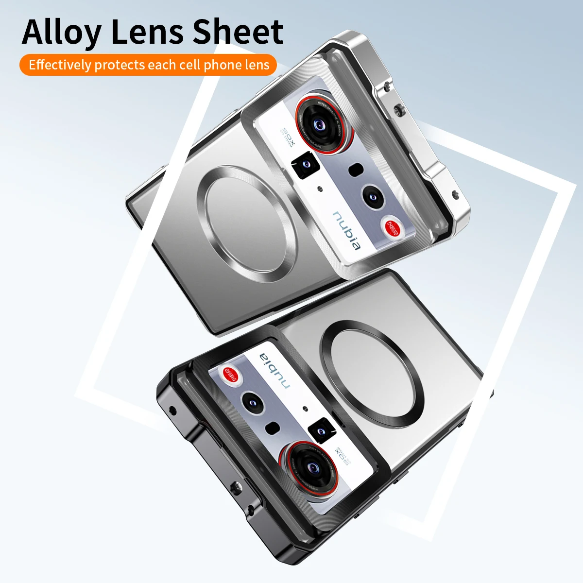 Magnetic Translucent Frosted Detachable Case with Metal Frame Cover