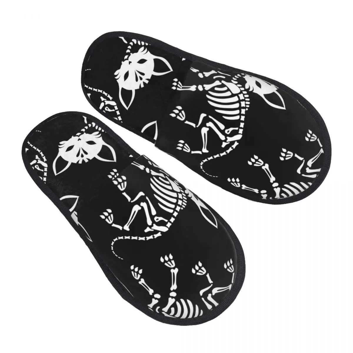 

Cute Skeletons Cats Day Of The Dead Indoor Scale Warm Slippers Home Plush Slippers Home Soft Fluffy Slippers