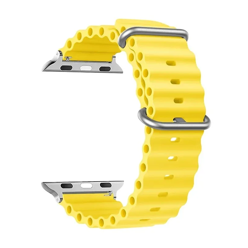 Dual-Buckle Ocean Silicone Band for Apple Watch Series 5-11/SE/Ultra 2 - Sport Strap with Secure Locking Clasps (38-49mm Sizes)