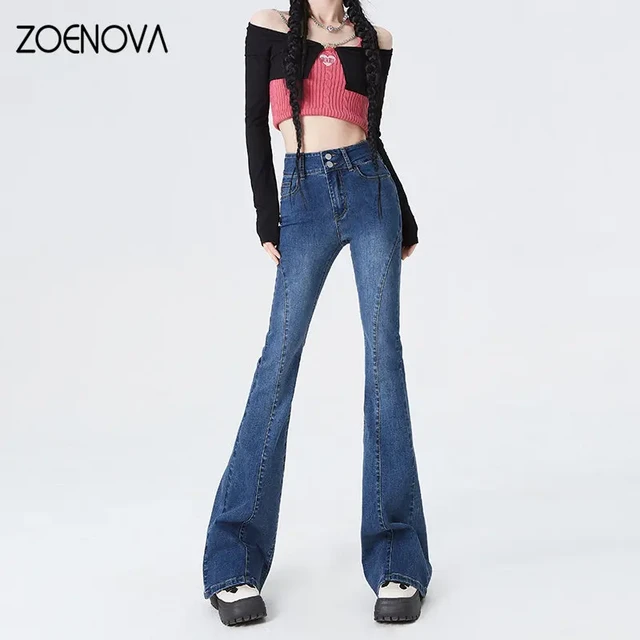 Spliced Denim Trousers Flared Jeans Women's Clothing Flare Pants High Waist  Pants Women Straight Leg Jeans Y2k 2022 Trend Cargo - Jeans - AliExpress