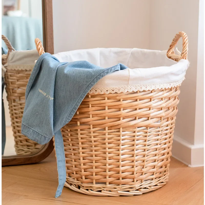 

Дышащая тканая корзина для белья в скандинавском стиле с двумя ручками, стильная корзина для хранения с художественной подкладкой для игрушек и одежды