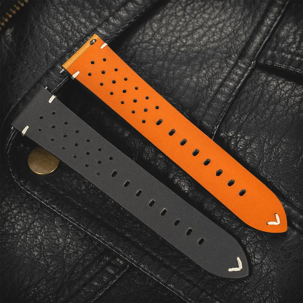 Vintage Leather Watch Strap, 20mm/22mm - Classic Design Bracelet Band