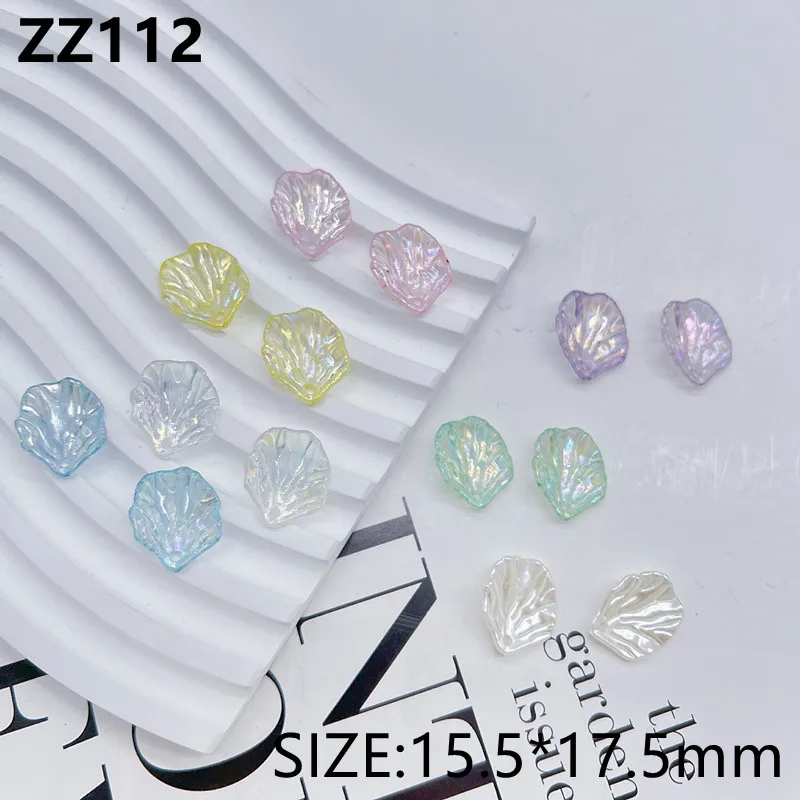 

NEW 50pcs15.5mm*17.5mm DIY Beaded Material Transparent Acrylic AB Colorful Bright Leaf Simulation Leaf Shell Sheet ZZ112