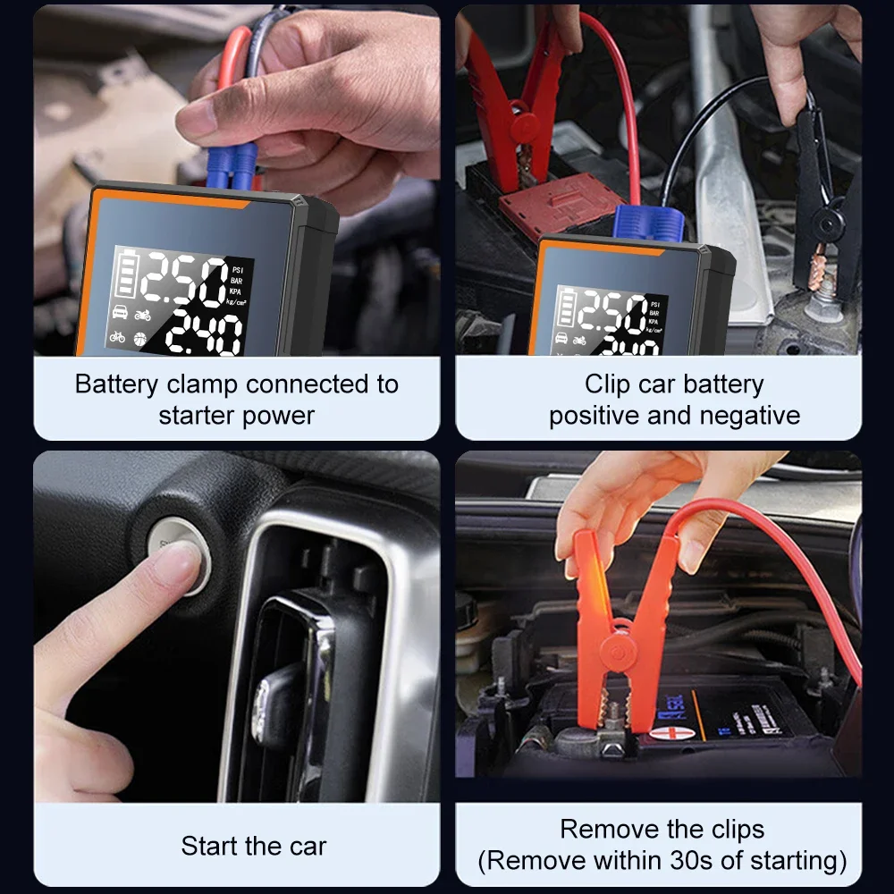 Car Jump Starter 12V Starting Device 1200A with Air Compressor Battery Charger Booster Emergency Start For Petrol Diesel Cars