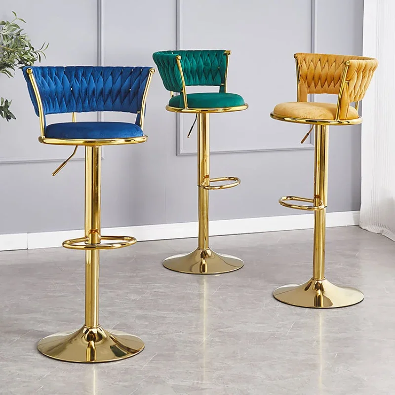 

Office Nordic Bar Stools Salon Reception Luxury High Counter Retro Chair Home Leather Breakfast Taburetes De Bar Furniture
