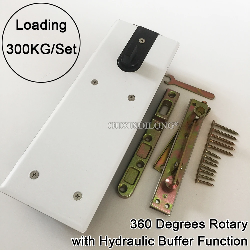 1Set Heavy Duty Door Hinges 360° Rotary Hydraulic Buffer Floor Spring Door Pivot Hinge Door Shaft Up and Down Install Load 300KG