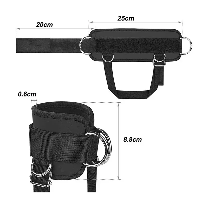 Sangles de rinçage pour machines à câble, poignets de rinçage rembourrés pour l'exercice des jambes, poignets de rinçage entièrement réglables et respirants, 1PC