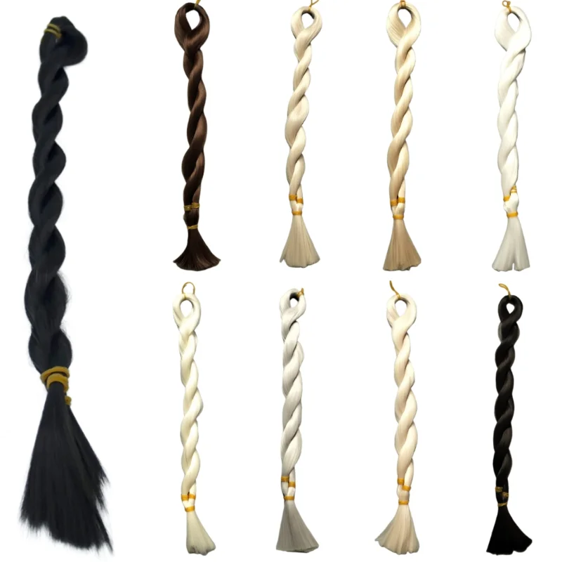 Grau Weiß Farbe Lange Puppe Haar Milch Seide Weiche Synthetische Hitzebeständige Perücke BJD Verwurzelung DIY Puppe Haar Cosplay Aaccessory – Detail 6