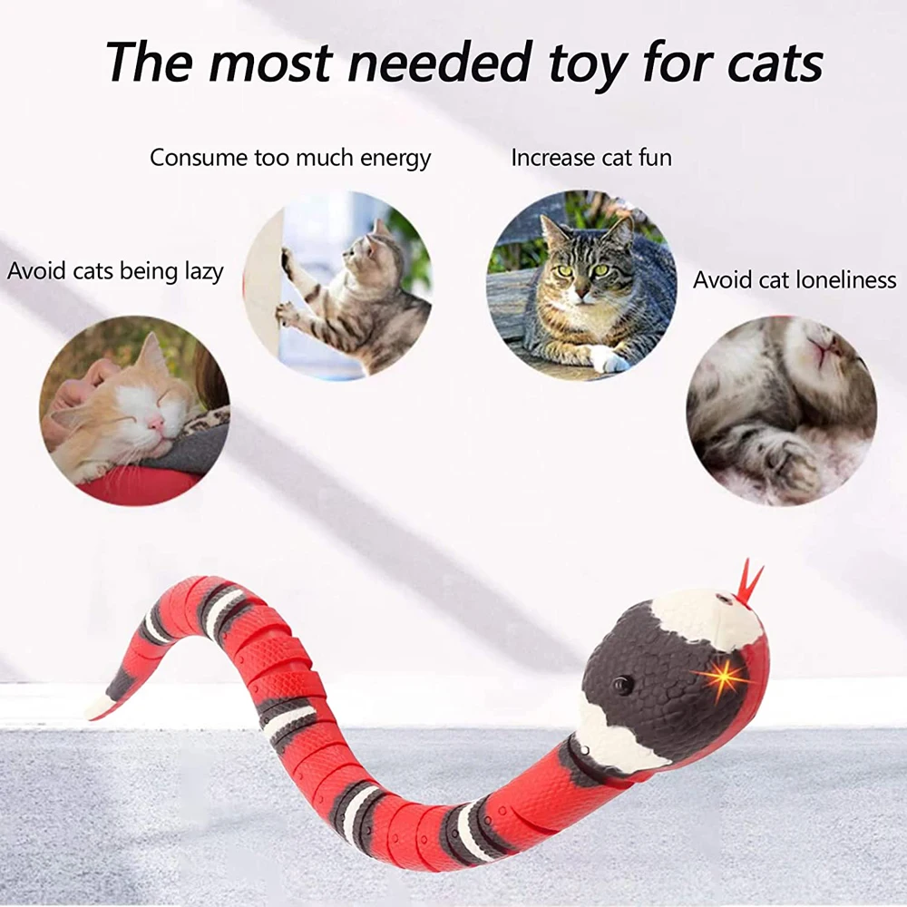 Usb Recarregável Inteligente Detectando Brinquedos Interativos Gato Eletrônico Automático Cobra Gato Teasering Playkitten Brinquedos para Gatos Cães Pet - Imagem 6