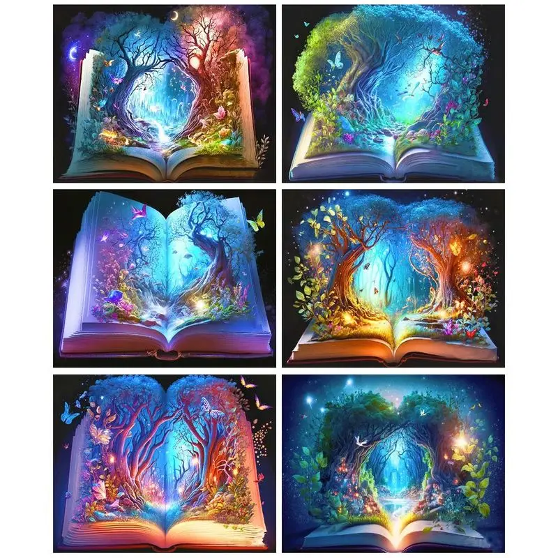 

GATYZTORY DIY Picture Paint By Numbers Book Tree Picture HandPainted Decorative Painting Landscape On Canvas Home Decoration