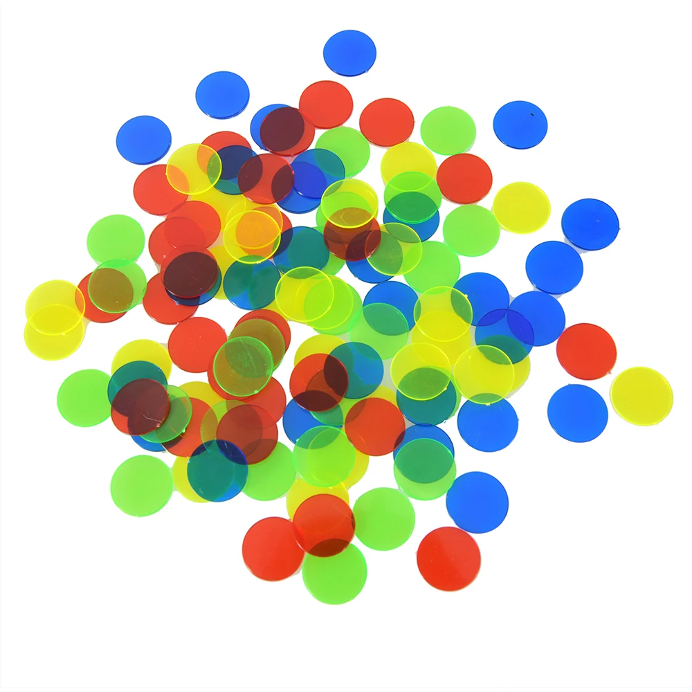 100Pcs 1.5cm Plastic Poker Chips 15mm Casino Bingo Markers For Fun Family Club Carnival Bingo Game 4Colors Chips poker chips