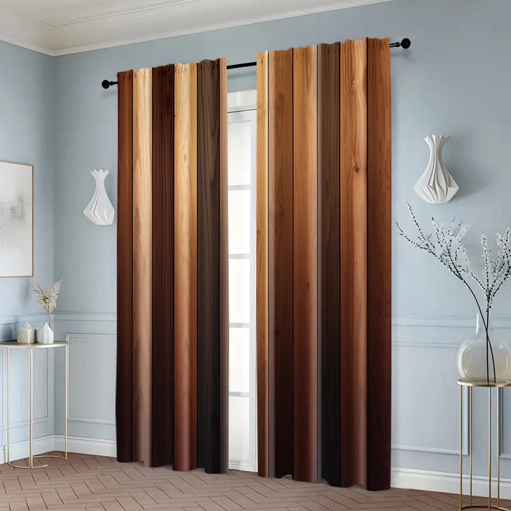 2pcs, Curtains&Drapes Abstract woodblock printing Versatile 100% Polyester (without rod) Holiday for Living Room, Bedroom, 6