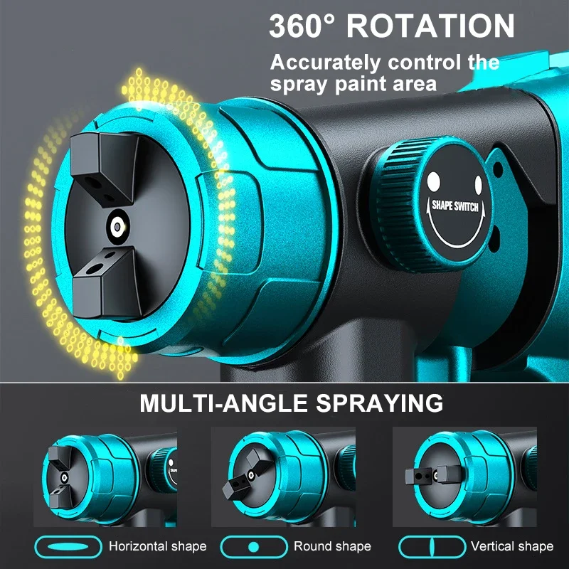 800ML Cordless Paint Sprayer HVLP Electric Spray Gun Flow Control Auto Furniture Steel Coating Airbrush for Makita 18V Battery 4