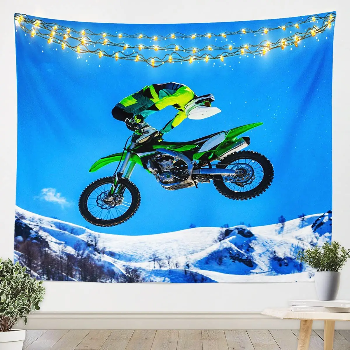 Motocross Racer Tapestry Extreme Sport Tapestry Wall Hanging for Kids Boys Girls Bedroom Decor Wall Art for Bedroom Living Room