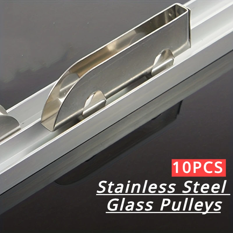 Stainless Steel Pulley 5mm Glass Sliding Door Wheel Clamp Track Roller Runner 10PC For Display Cabinet Mobile Counter Repair Kit sliding door rollers