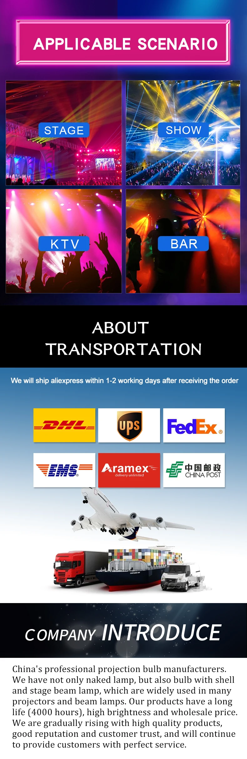 Description Picture 2 of itemMetal halide halogen lamps for stage use, 132W-120W, 2R, 132W-120W mobile spotlight, cost-effective