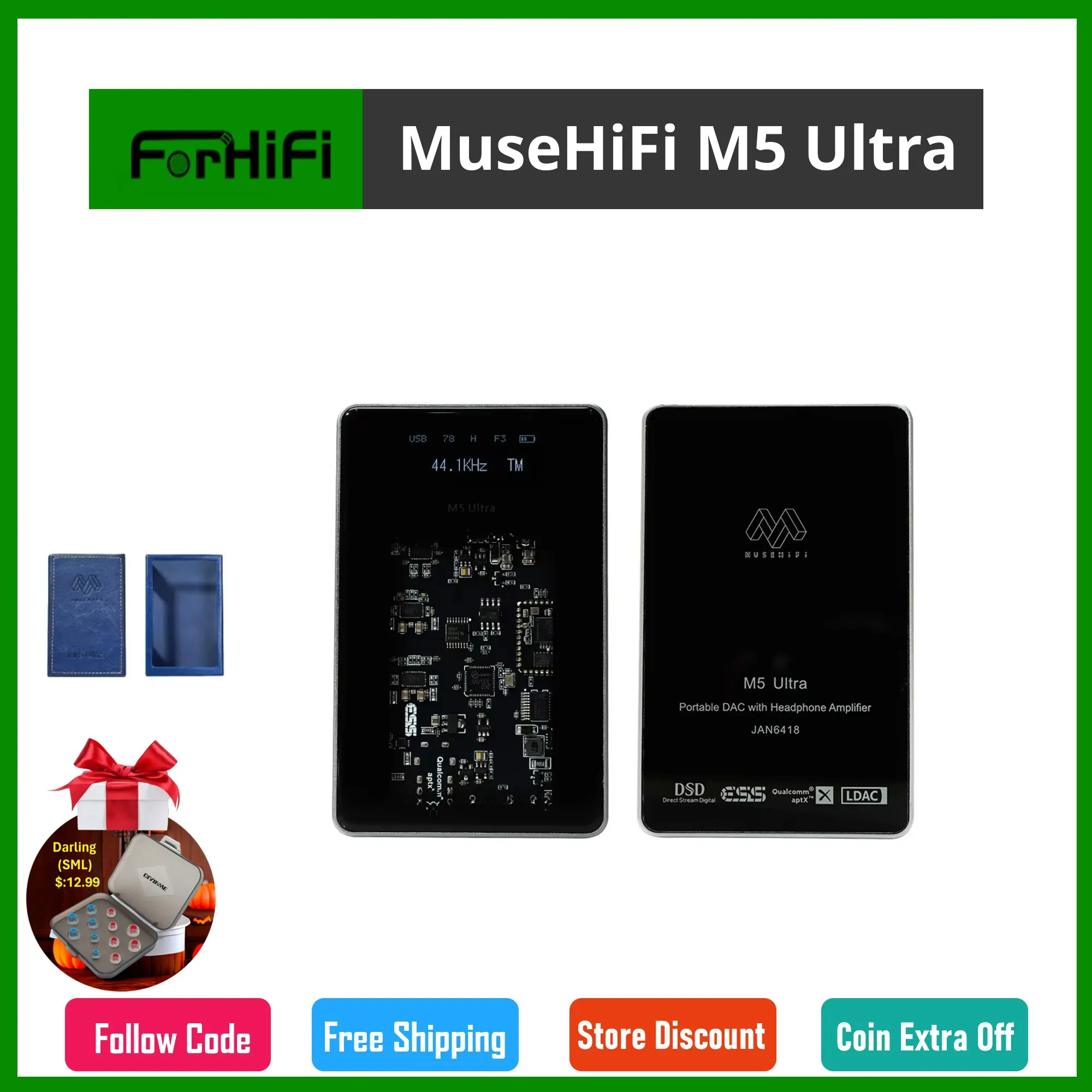 Musehifi M5 Ultra Hi-Res Portable Bluetooth USB DAC & AMP ES9038Q2M Chipset Vacuum Tubes Display Screen Headphone Amplifier headphone amplifier portable dac amplifier